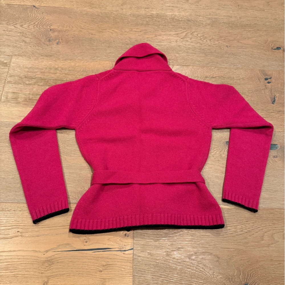 Paul Smith Pink Shawl Collar Button Front Belted Cardigan - Picture 4 of 7